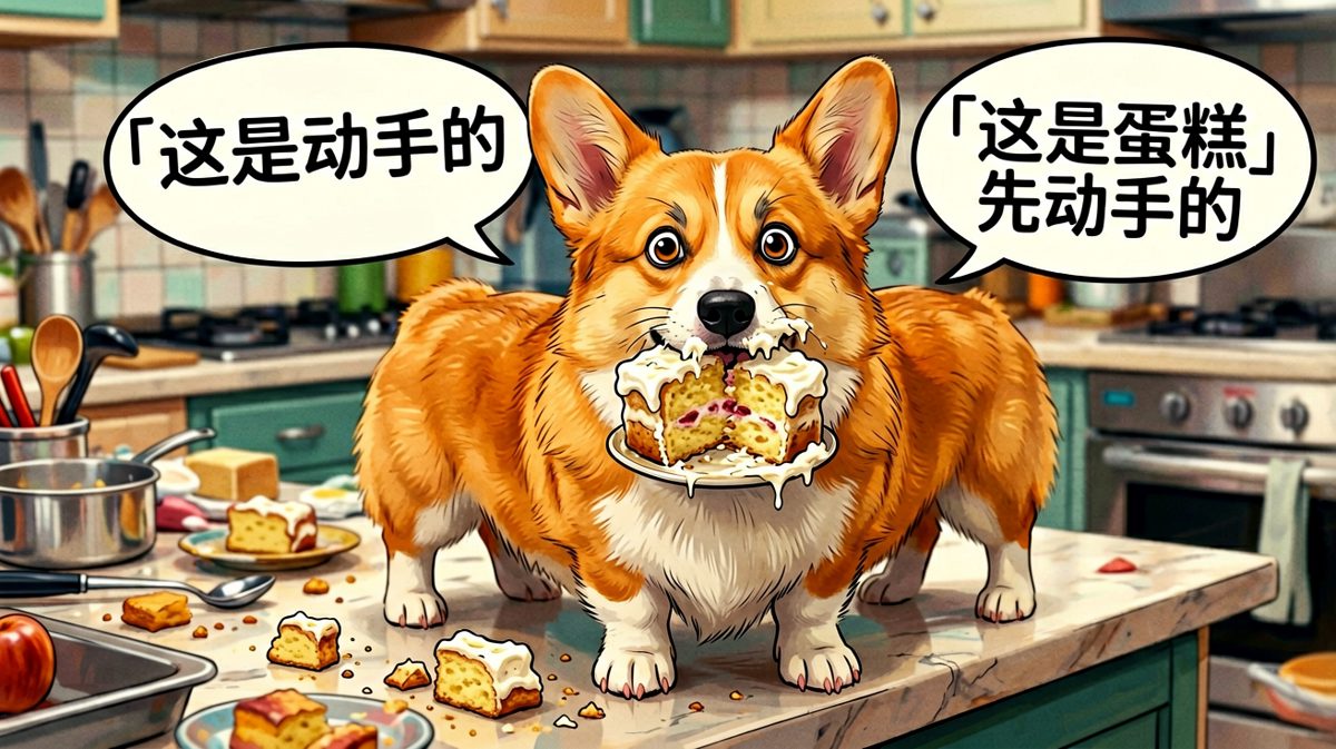 柯基：我没有，是蛋糕先对我动的手