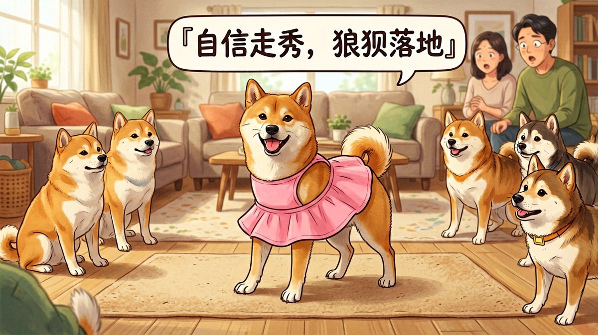 柴犬的走秀梦，被自己的裙子无情击碎