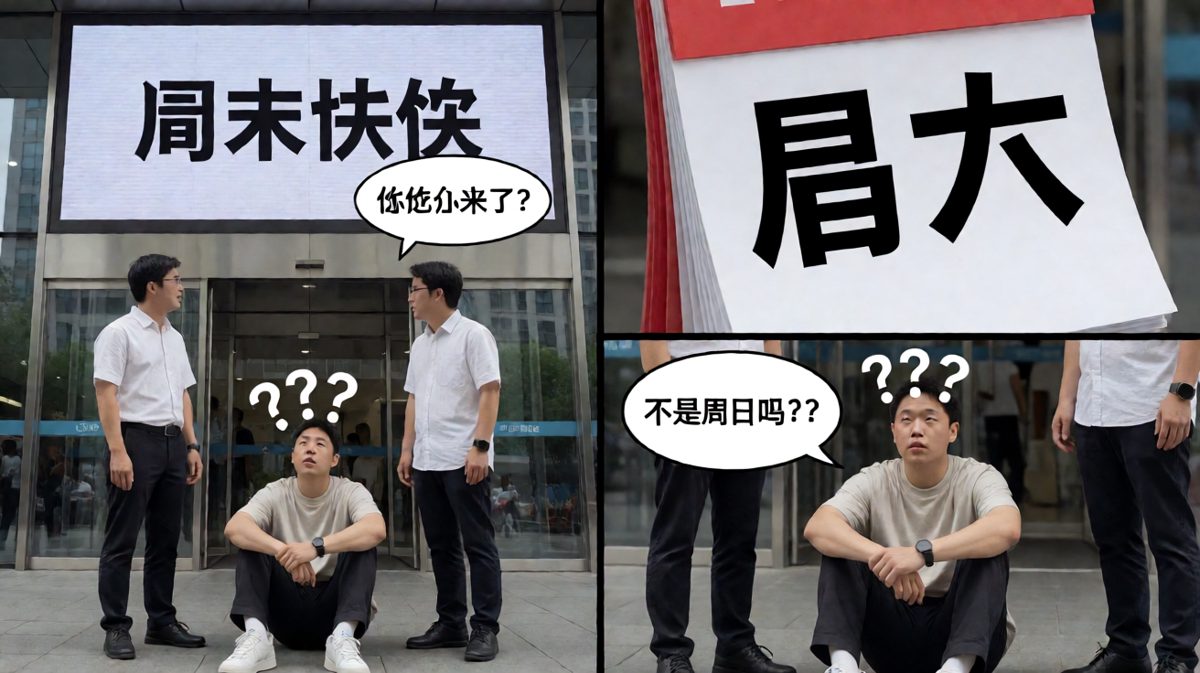 赶到公司才发现——今天是周六，白跑了。