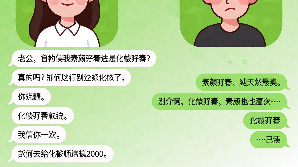 送命题：她问素颜还是化妆好看，他答完才发现是个坑。