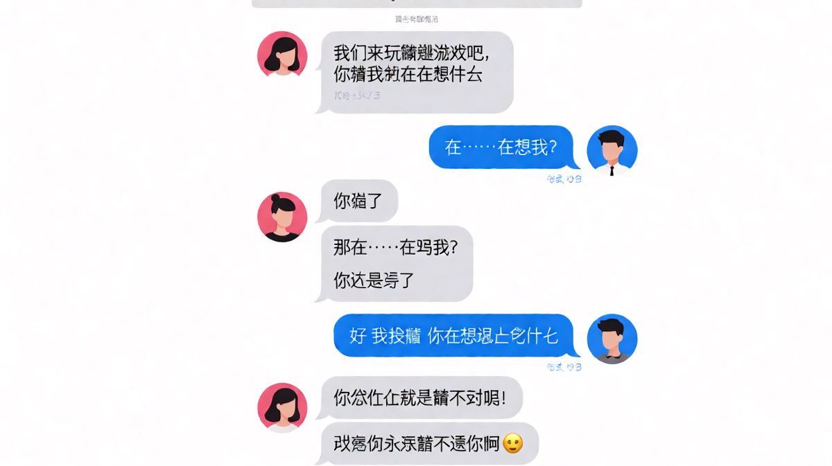 猜谜游戏，男生永远的那一个「你错了」。