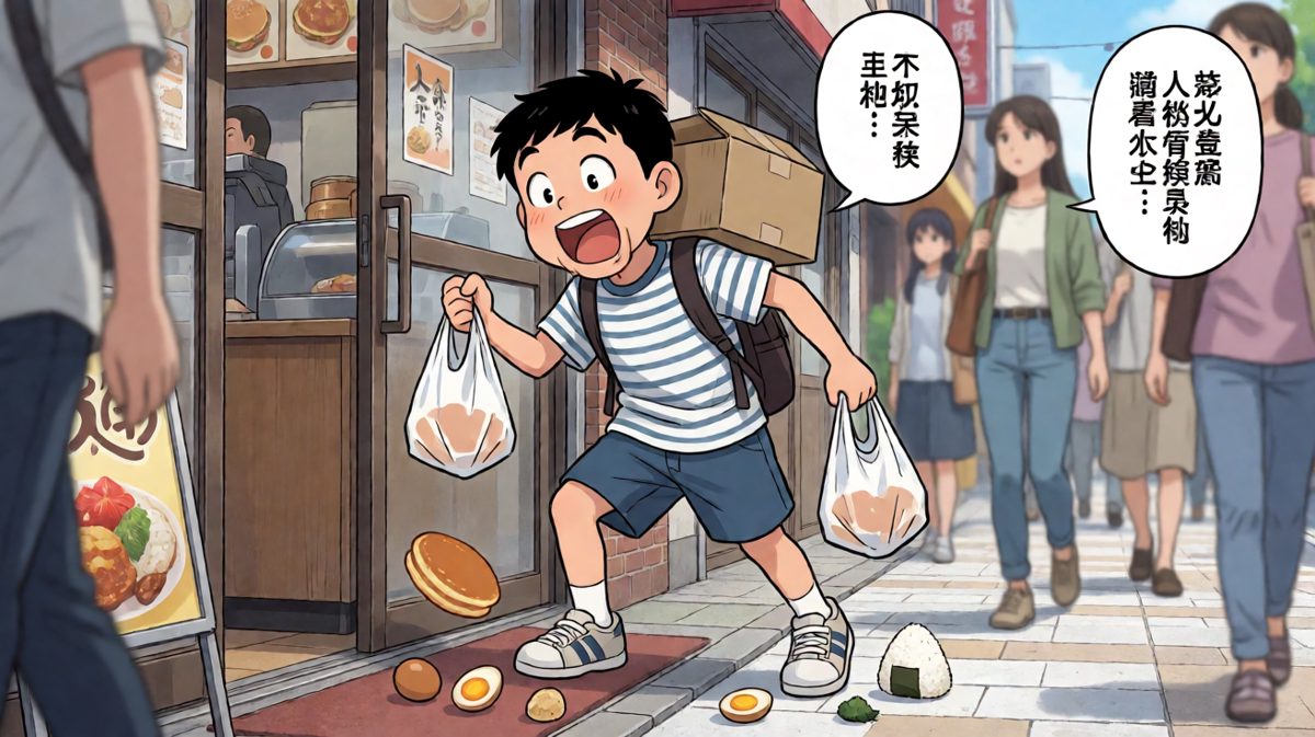 贪便宜的代价，小明狼狈离家。