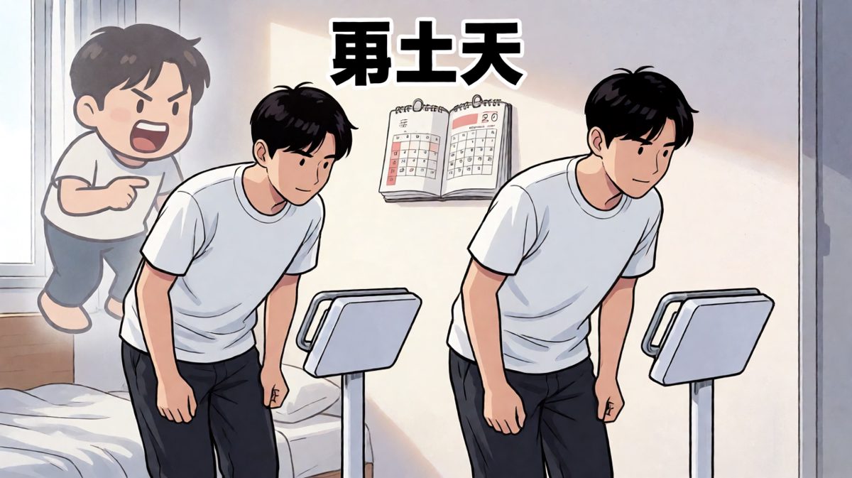 第四格：第二天上秤，数字不降反升，梦想彻底破碎。