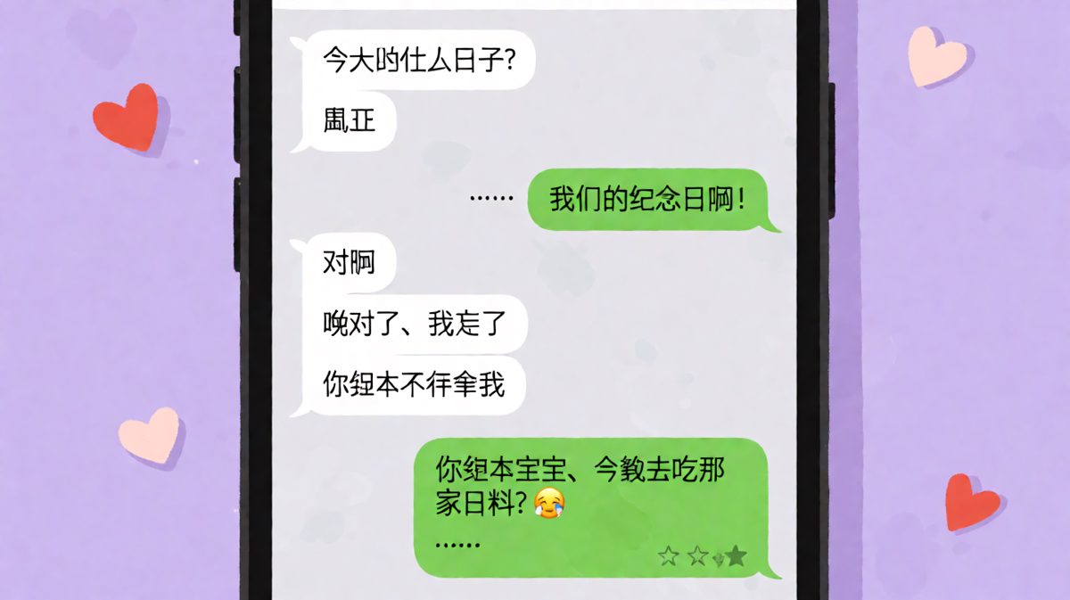 纪念日忘得一干二净，但用一顿日料试图挽回的求生欲还是有点可爱