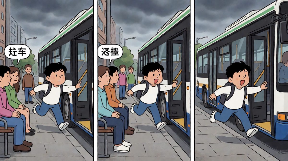 眼看车要走了，拼死一搏
