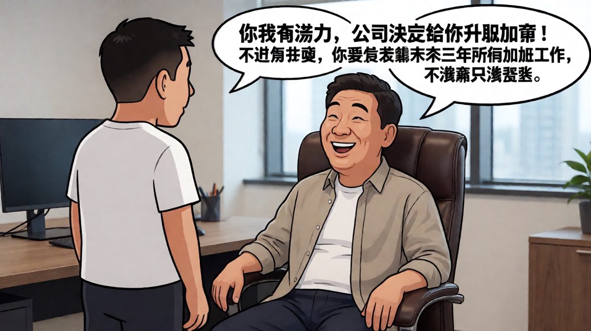老板画饼现场：升职可以，但只升责任不升工资