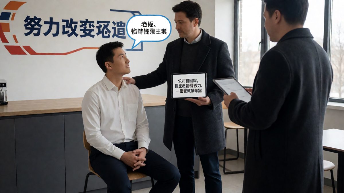 员工：'啥时候涨工资？'老板：'努力就能看见希望！'——希望是墙上的标语