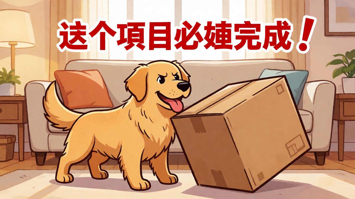 狗狗认为它在帮主人完成快递包装