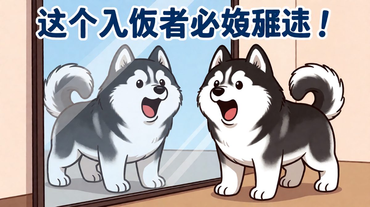 狗狗以为镜子里有个敌人入侵