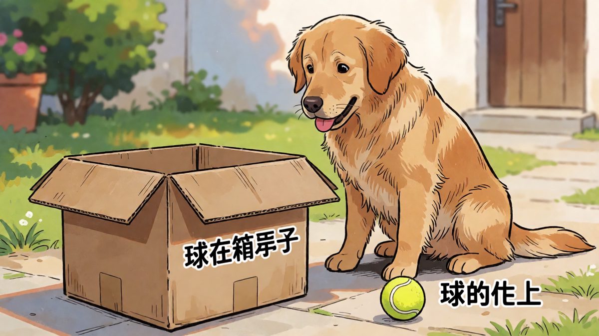 狗：球呢？！我的球肯定在箱子里！哦等等……