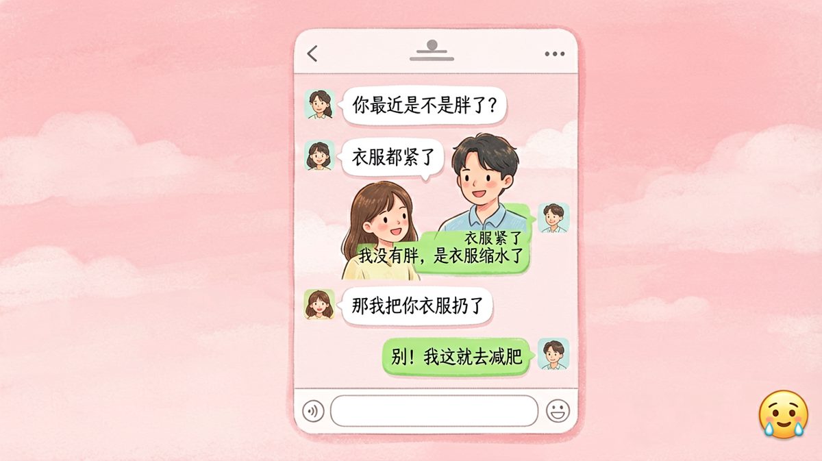 女生嫌男生胖，男生借口衣服缩水后秒怂去减肥
