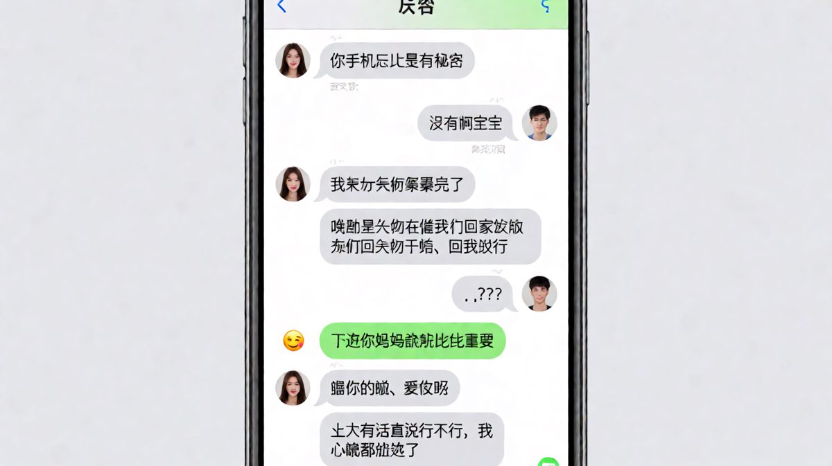 女生假装查手机，男生紧张到极致，结果只是一个小玩笑。
