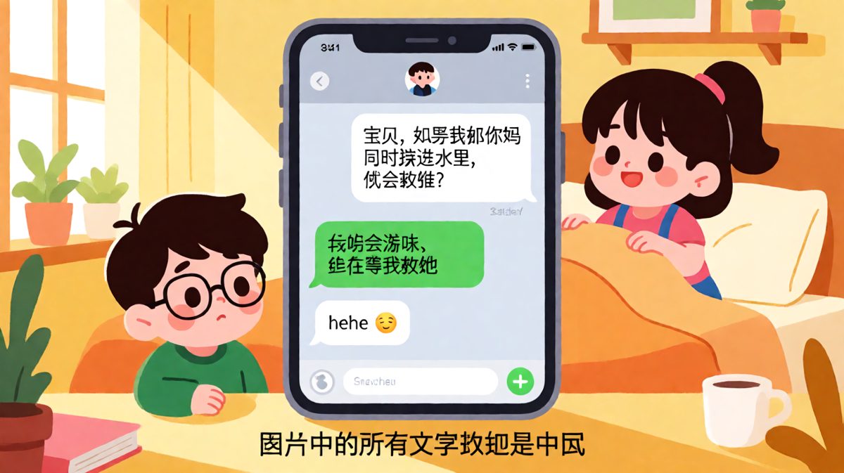 送命题的经典回答：妈妈会游泳所以不用救