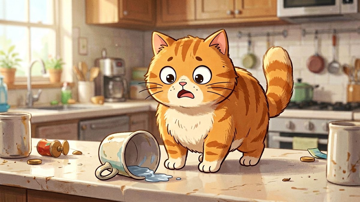 猫咪：不是我打碎的，是杯子先动的手！