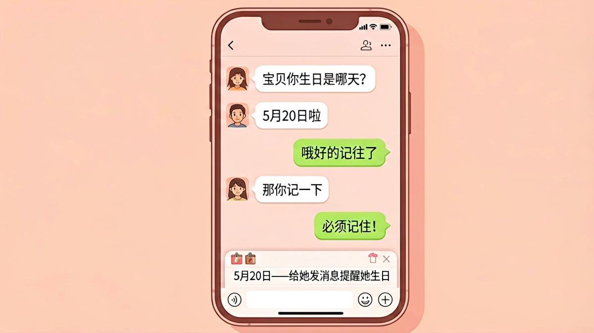 男友信誓旦旦说要记住生日，结果日历里写的却是「记得发消息提醒她」