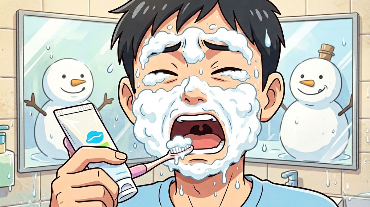 清醒过来的一瞬间，发现满嘴都是洗面奶泡沫