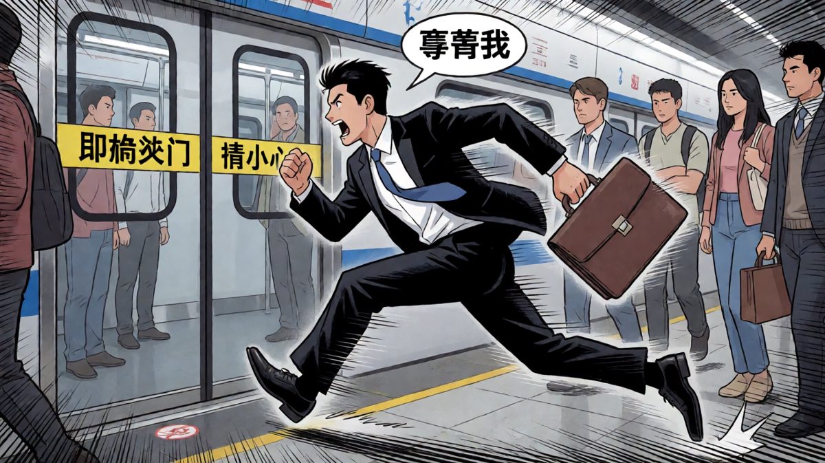 一路狂奔到站台，但列车门就要关了！