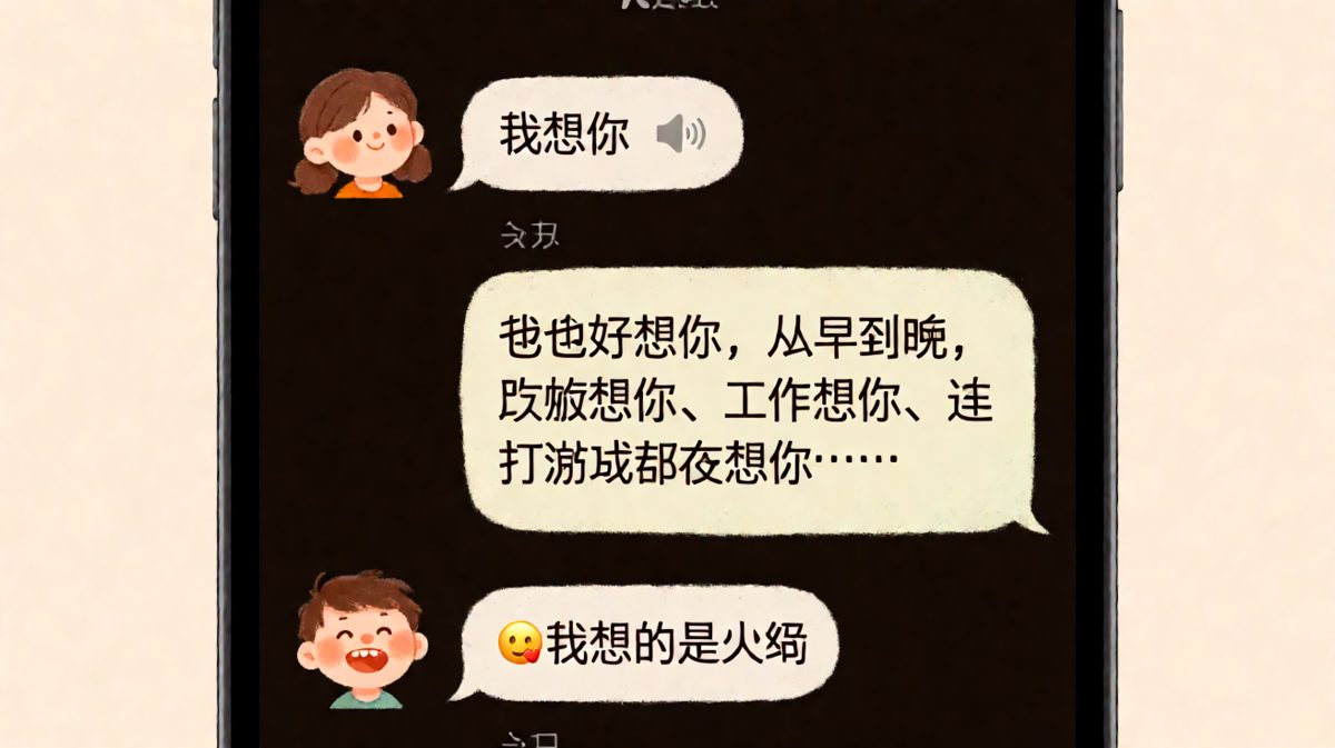 女生说想你了，以为是情话，结果是馋了