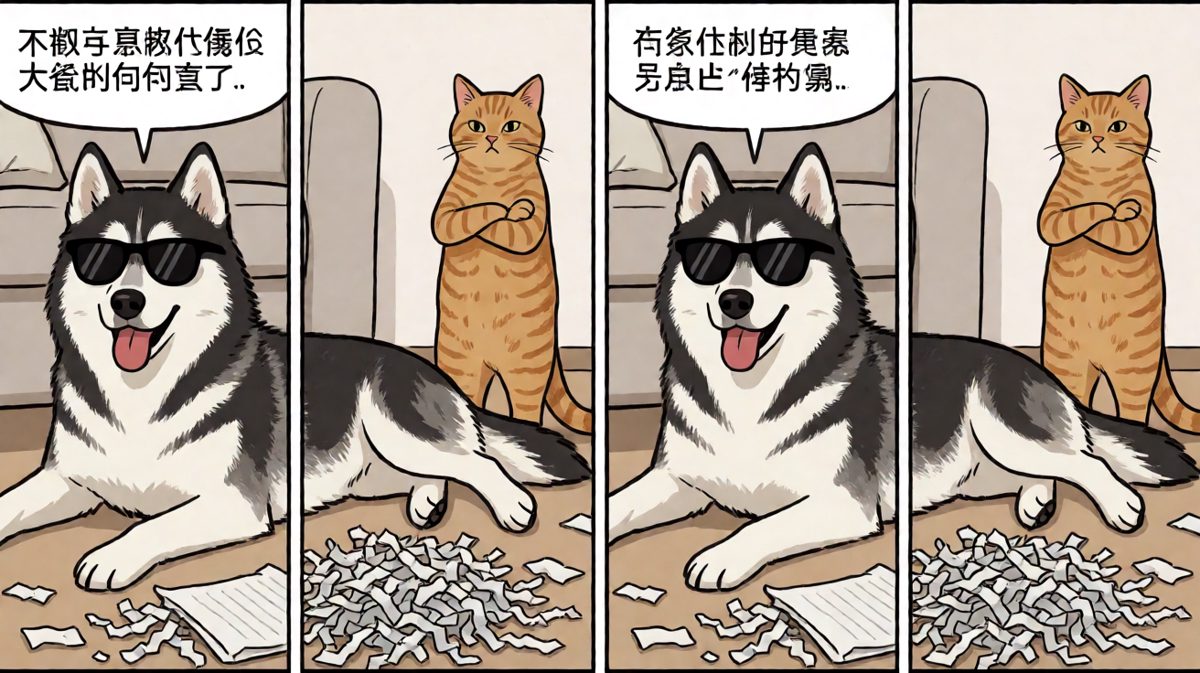 狗：不是我干的，真的，我只是路过……你看我那无辜的眼神