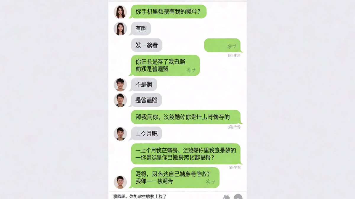 女生发现照片漏洞瞬间变侦探