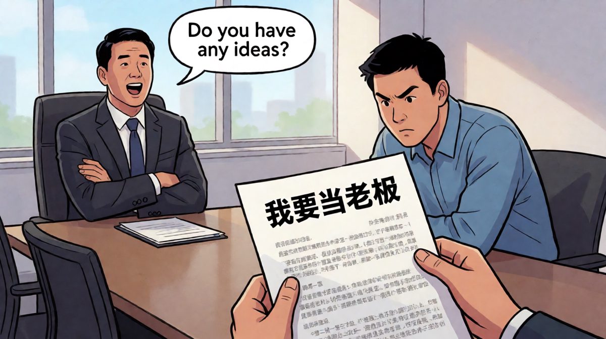 老板：你有什么想法？员工：我想当老板，你敢给吗？