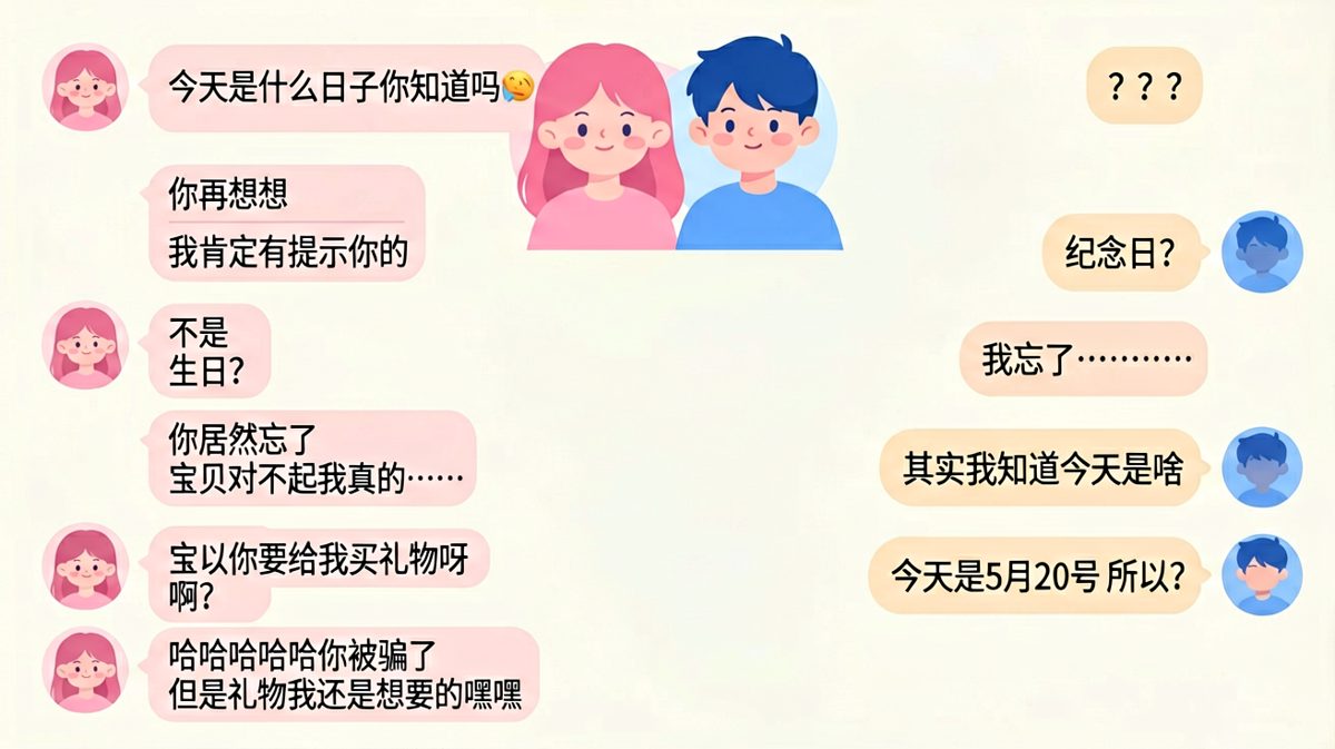 520当天用套路骗礼物的女生赢了