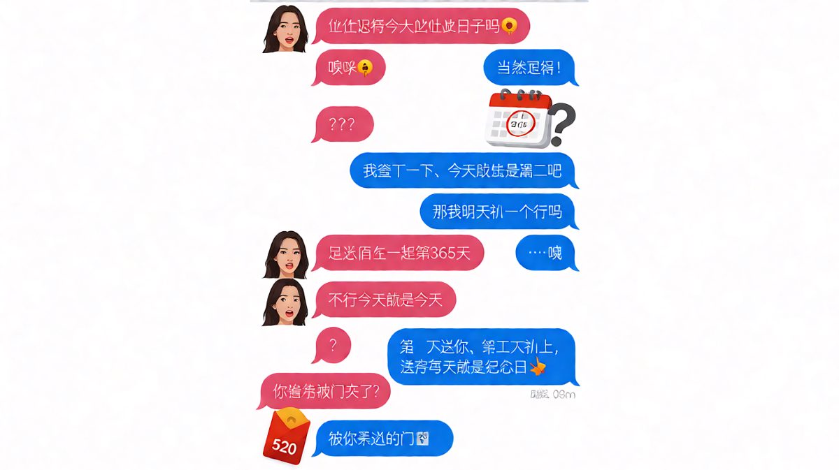 男友用数学逻辑把纪念日过成了数学题