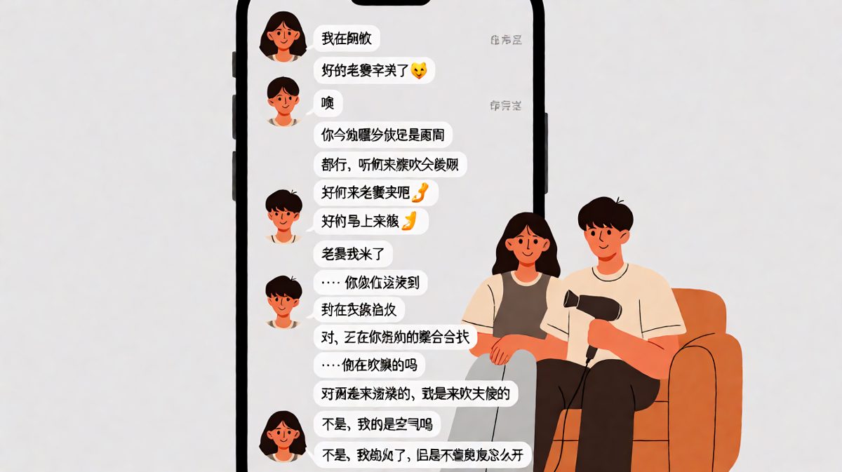 吹头发这件小事被男友演绎成行为艺术