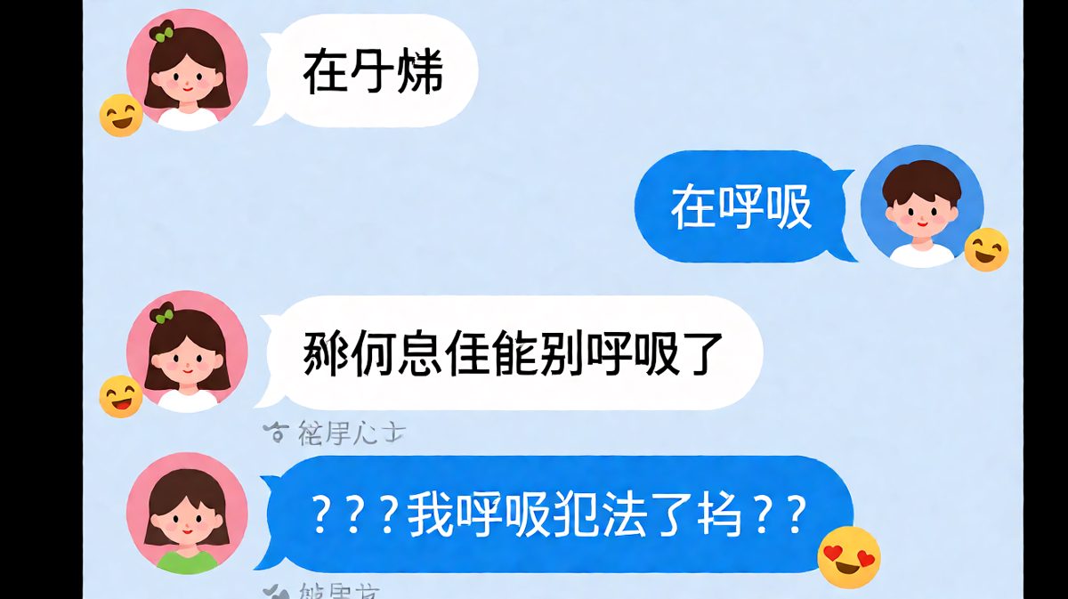男生因为正常呼吸被女生嫌弃的窒息对话