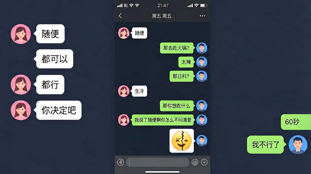 「随便」二字，是情侣对话中最深不可测的密码。