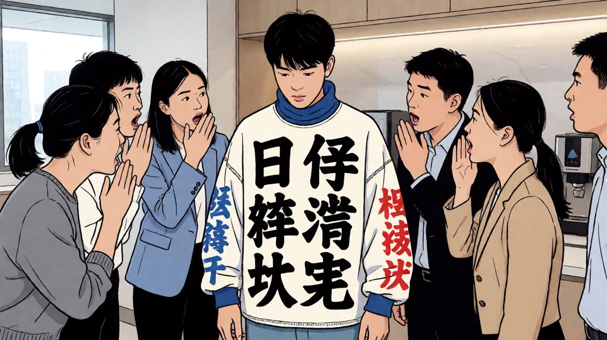 走到一半被同事拉住，才惊觉衣服穿反了一整天