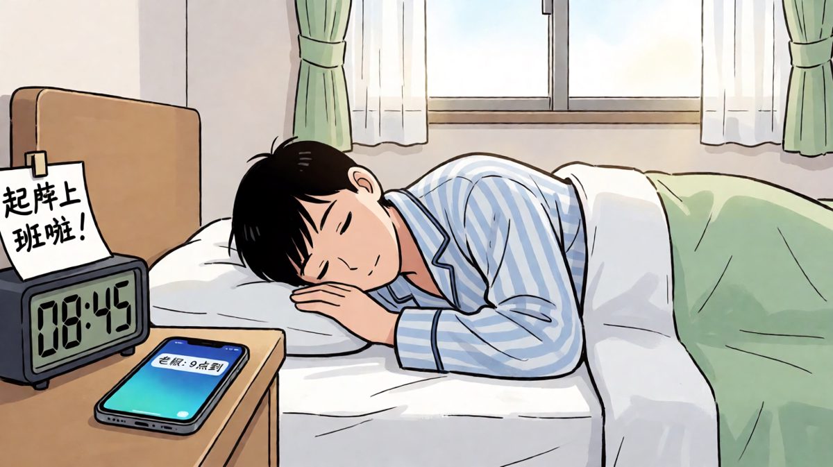 格1：闹钟8:45，上班族睡得像昏迷一样，完全没听到闹钟响
