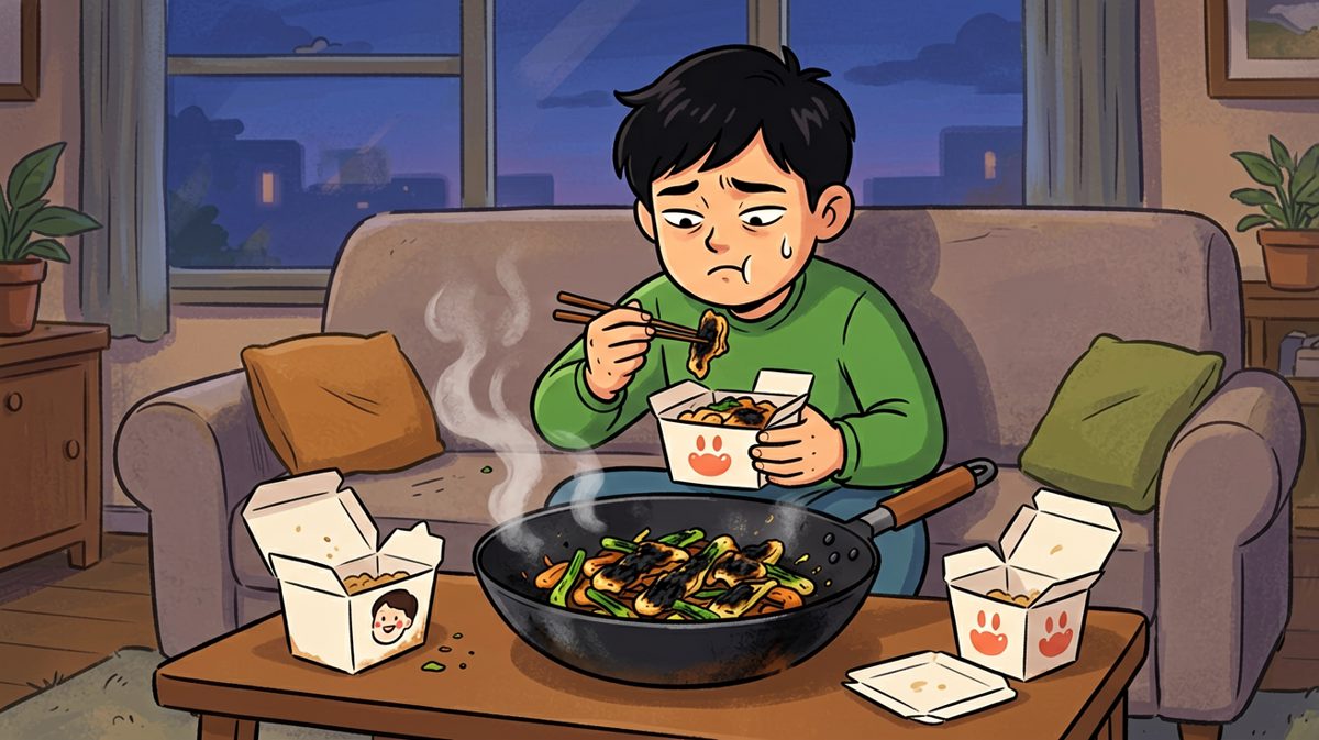 最后只能点外卖，锅已报废