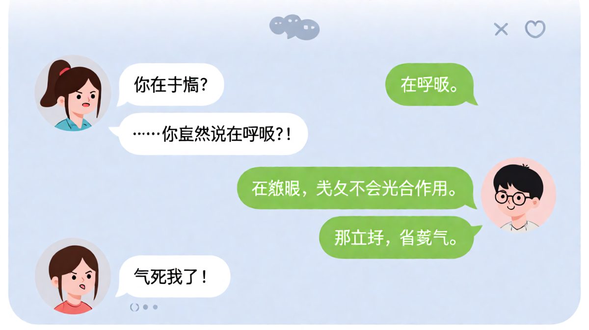 「在呼吸」引发的血案，直男回答让女朋友无语到窒息。