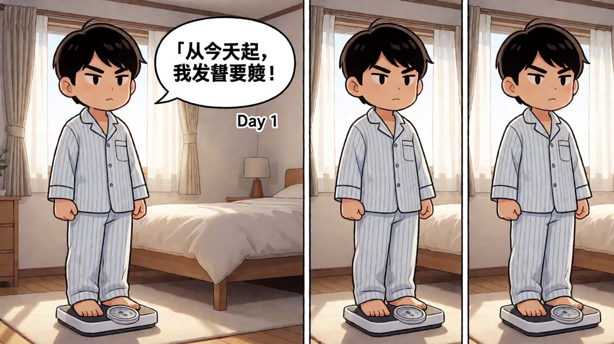 第一天：雄心壮志，誓要减肥成功