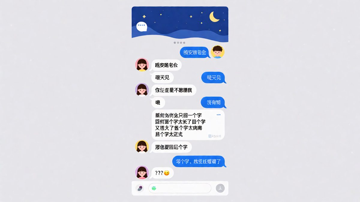 晚安对话反转——男朋友的'字数哲学'让人无语又好笑