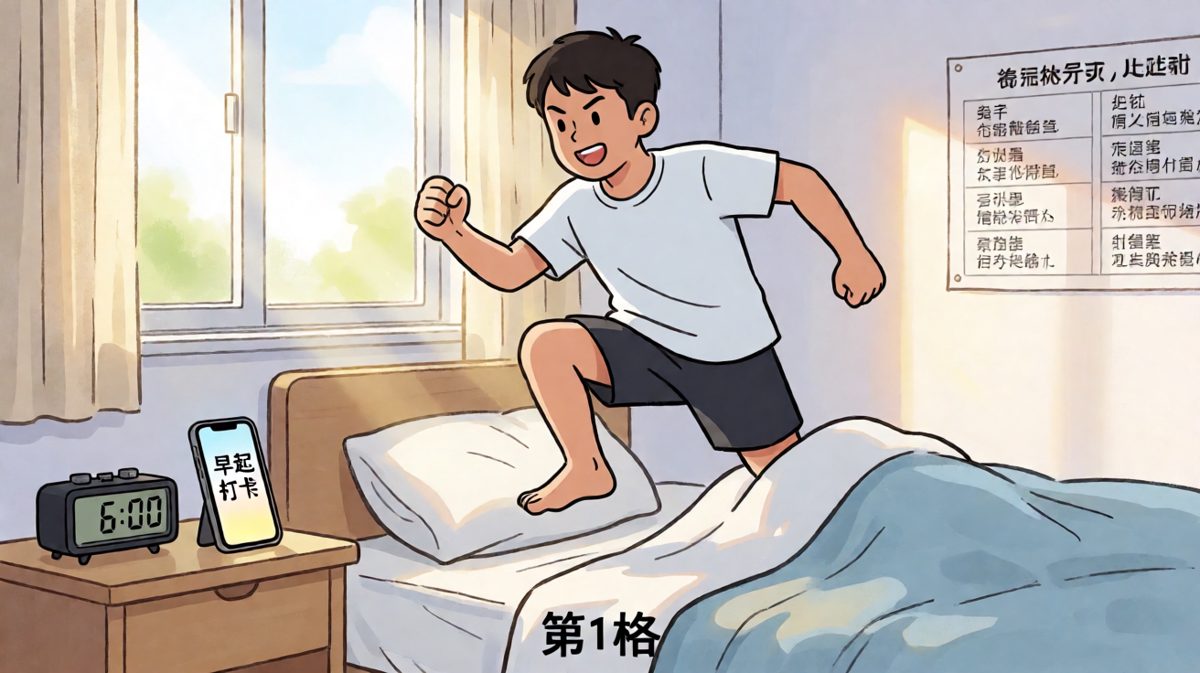 闹钟一响，雄心万丈地起床，誓要改变人生。