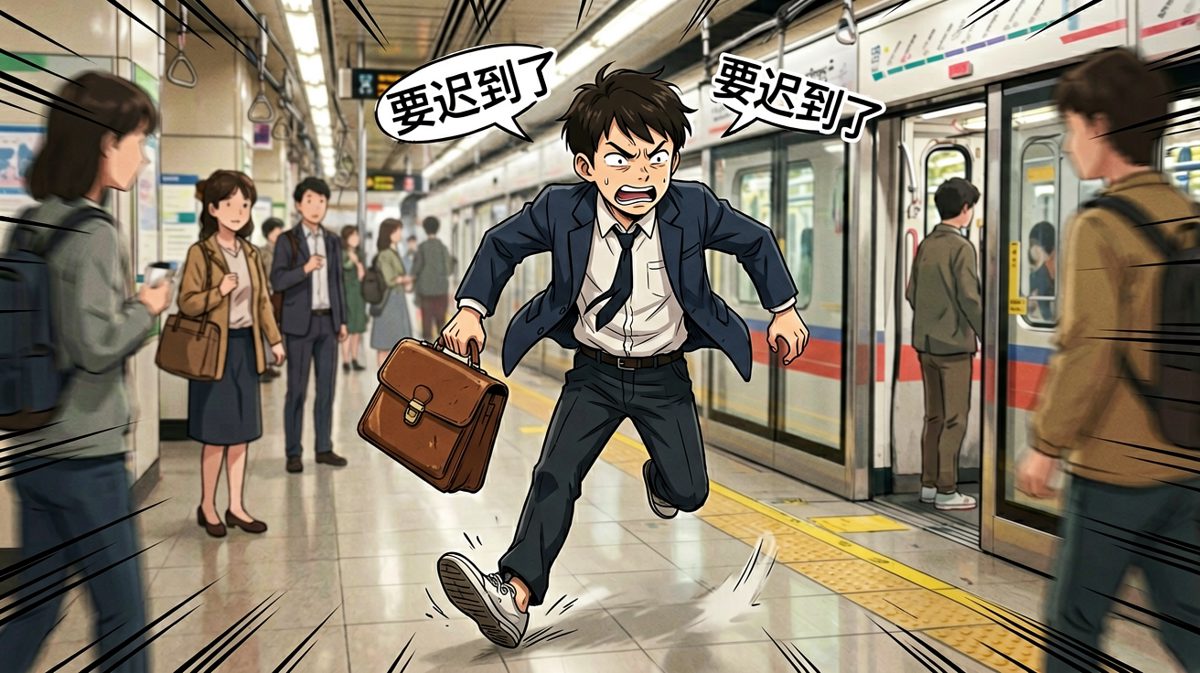 狂奔追赶地铁，仿佛世界末日。