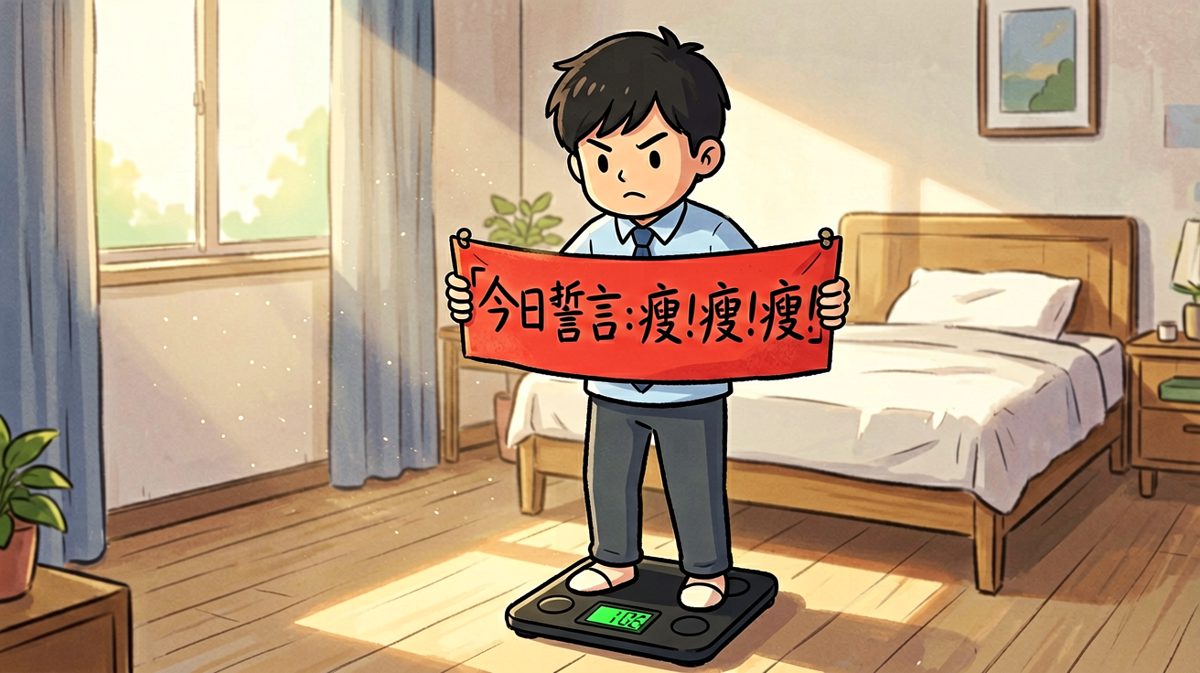 早上信心满满立下减肥誓言