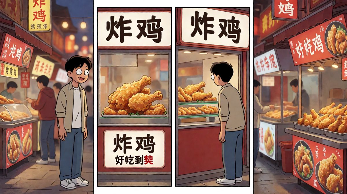 路过美食街，意志力开始动摇。