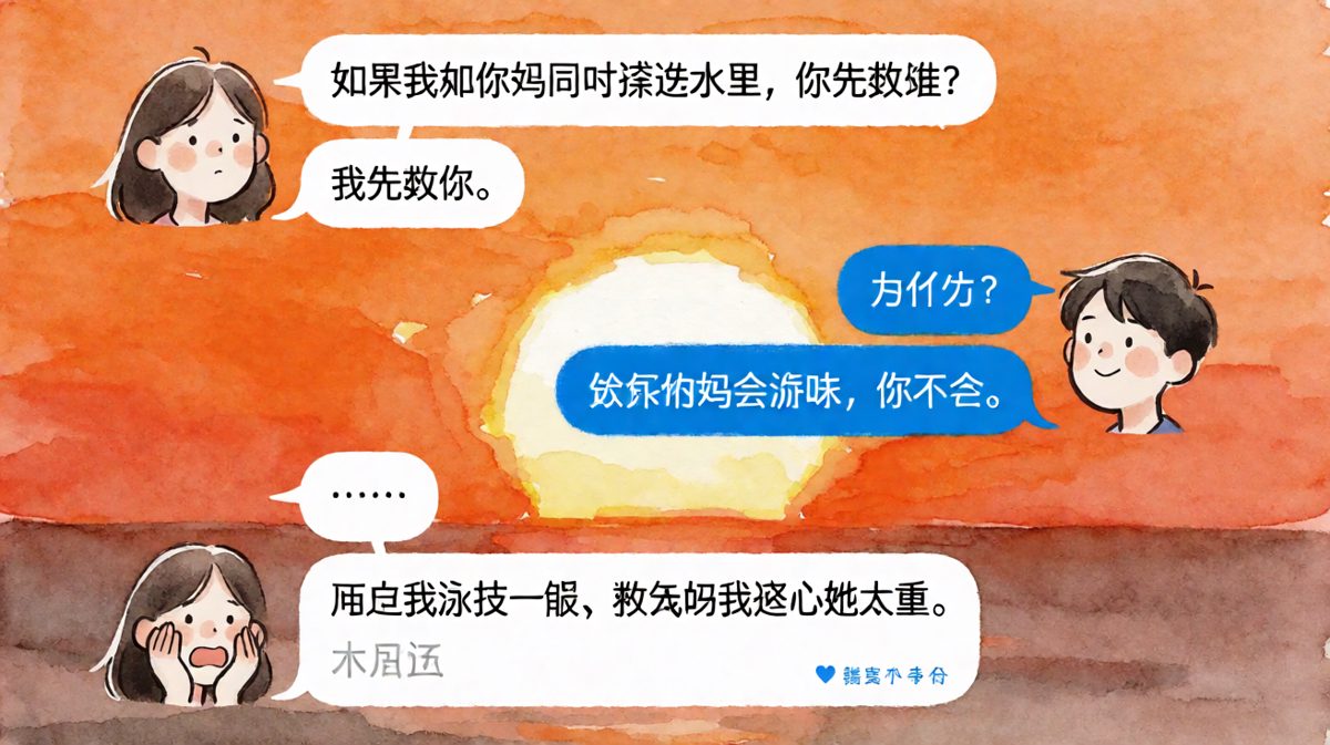 图4：先救谁？男友的逻辑让人无法反驳