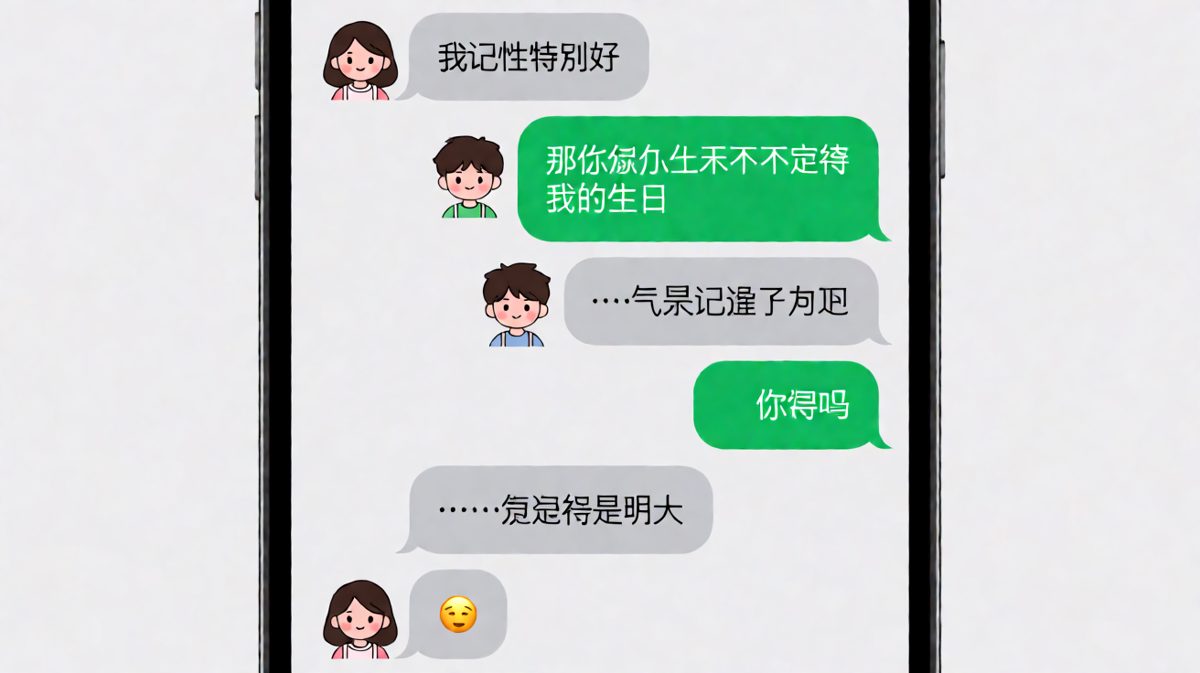 男生吹嘘自己记性好，结果被女生一句话打脸。