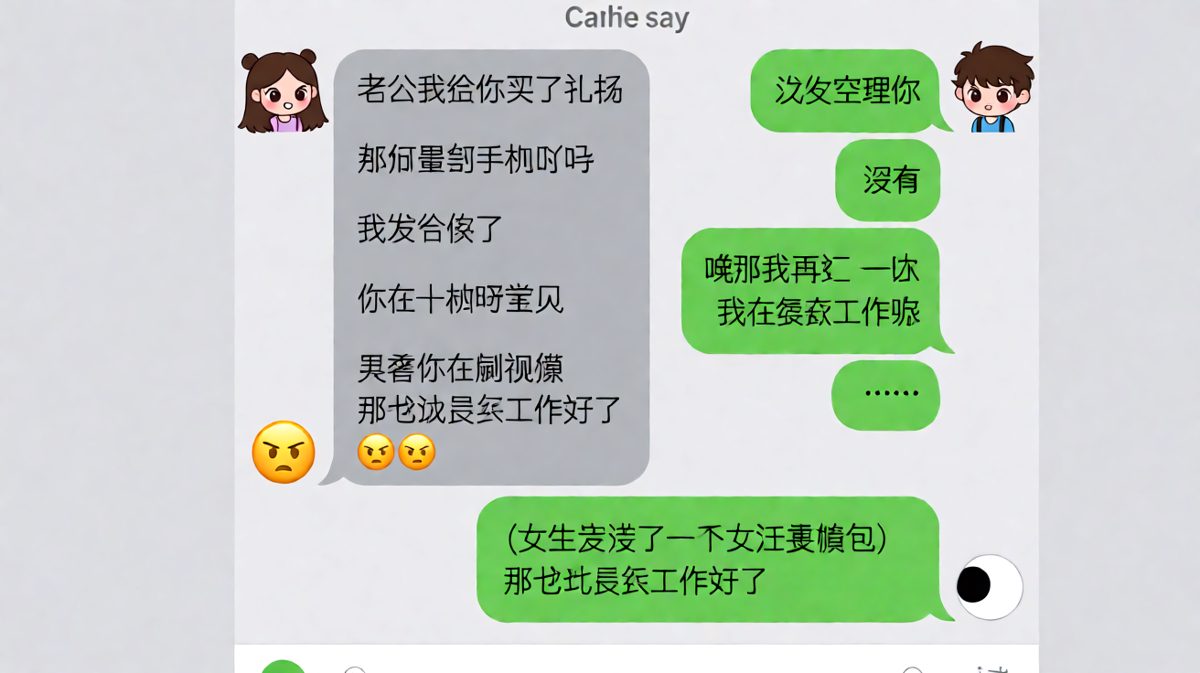 男生假装没看见女生的消息，结果被发现其实在刷视频，强行挽尊。