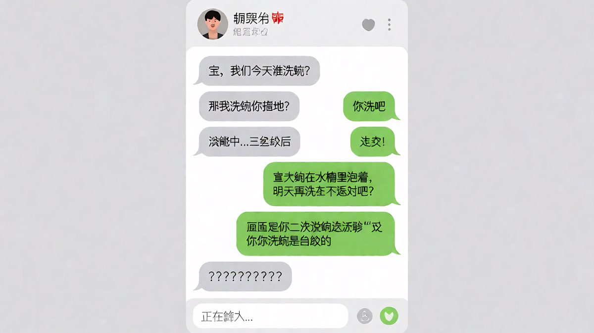 洗碗之争：男生精心编排的「分工协议」，最终被对方的「拖延大法」反向拿捏。