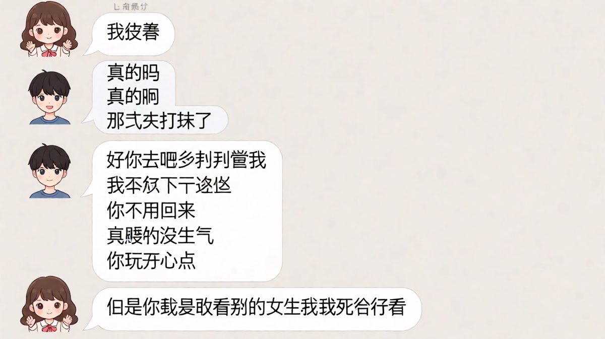 女生连发多条'我没事'后突然反转的霸气表白