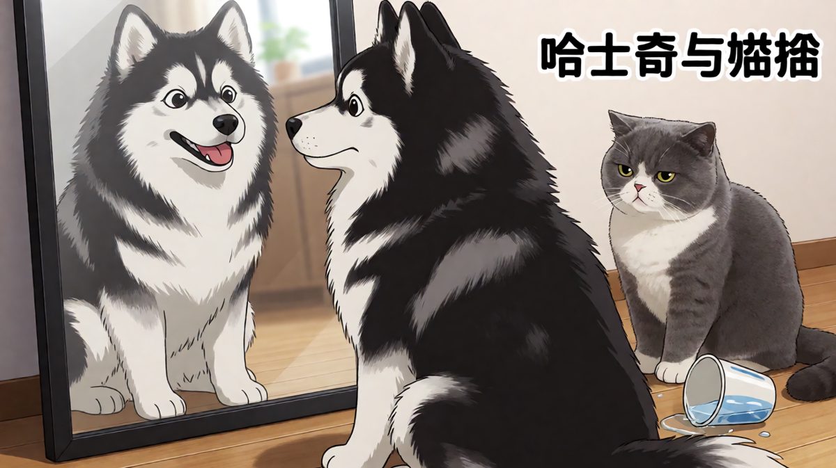 二哈：镜子里那只狗为什么长得这么潦草？