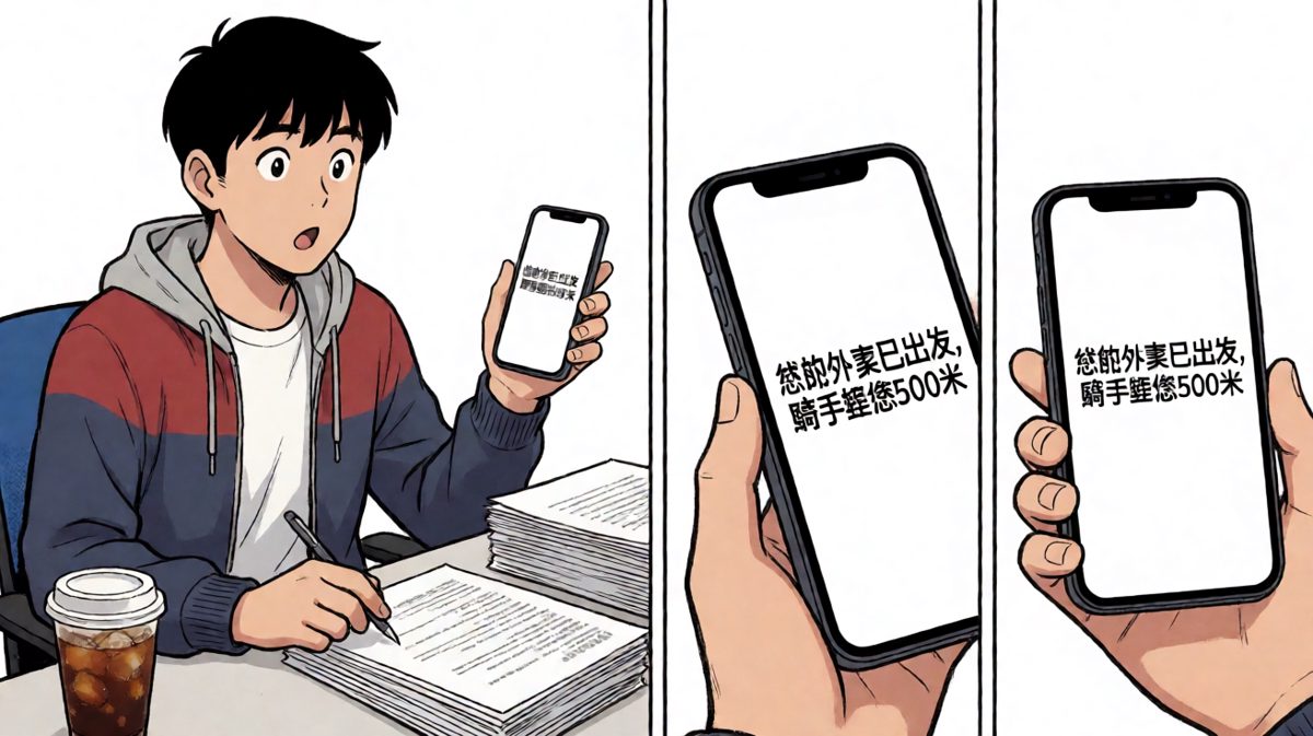 满怀期待地点了外卖，等待开始