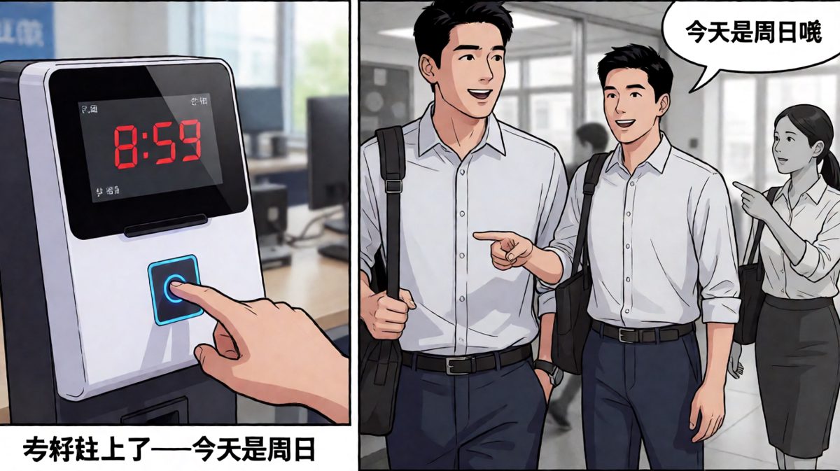 赶到公司，同事提醒今天是周日
