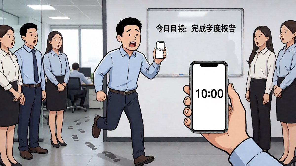 冒雨狂奔到公司，却发现已经十点，开始怀疑人生。