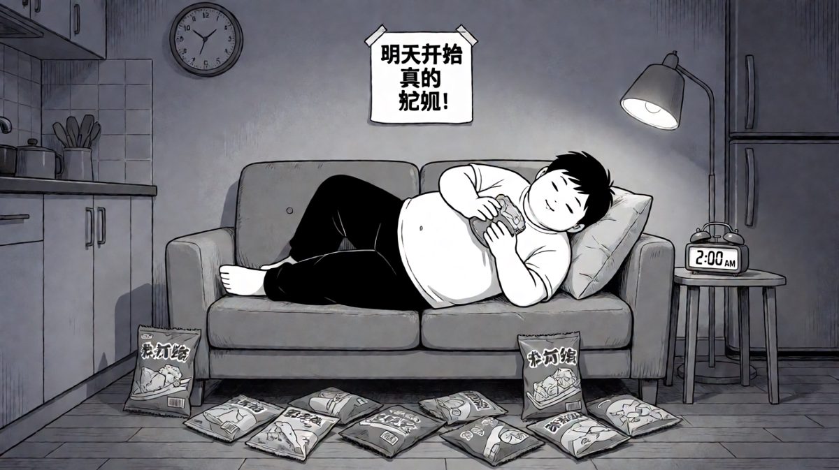 flag倒了，干脆躺平吃宵夜